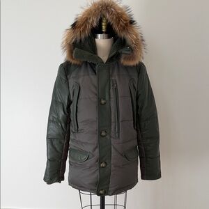 Wolfie Army Green Fur-Trimmed Jacket-unisex